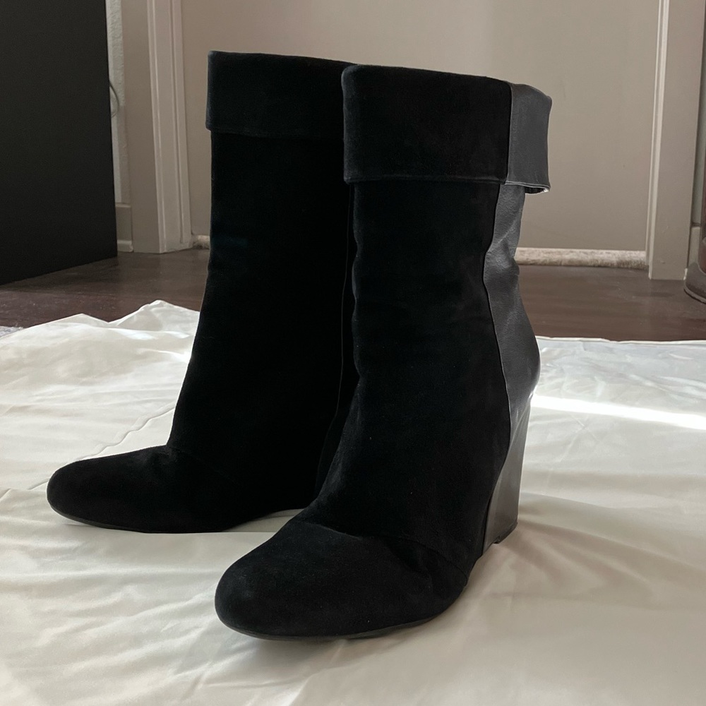 Enzo Angiolini black wedge heel boots!